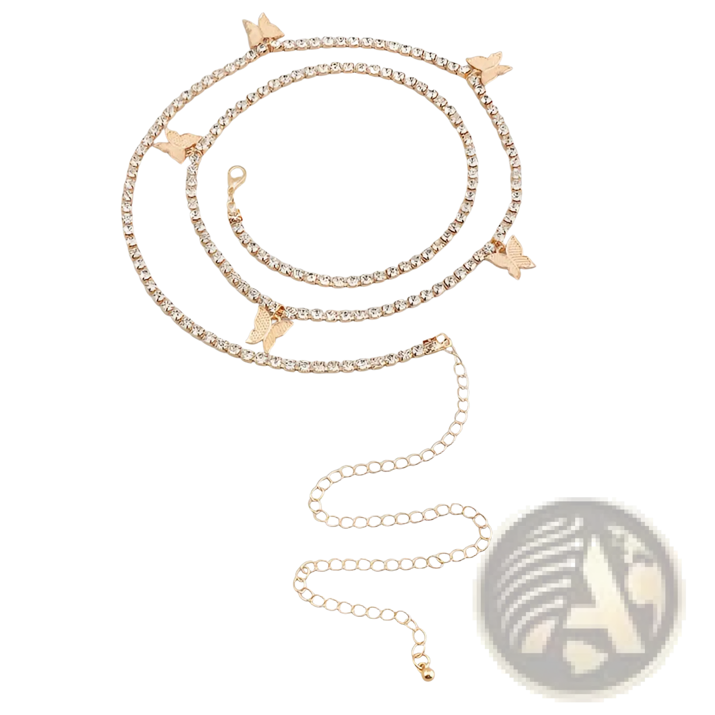 Sparkling Butterfly Waist Chain with Rhinestone Accents