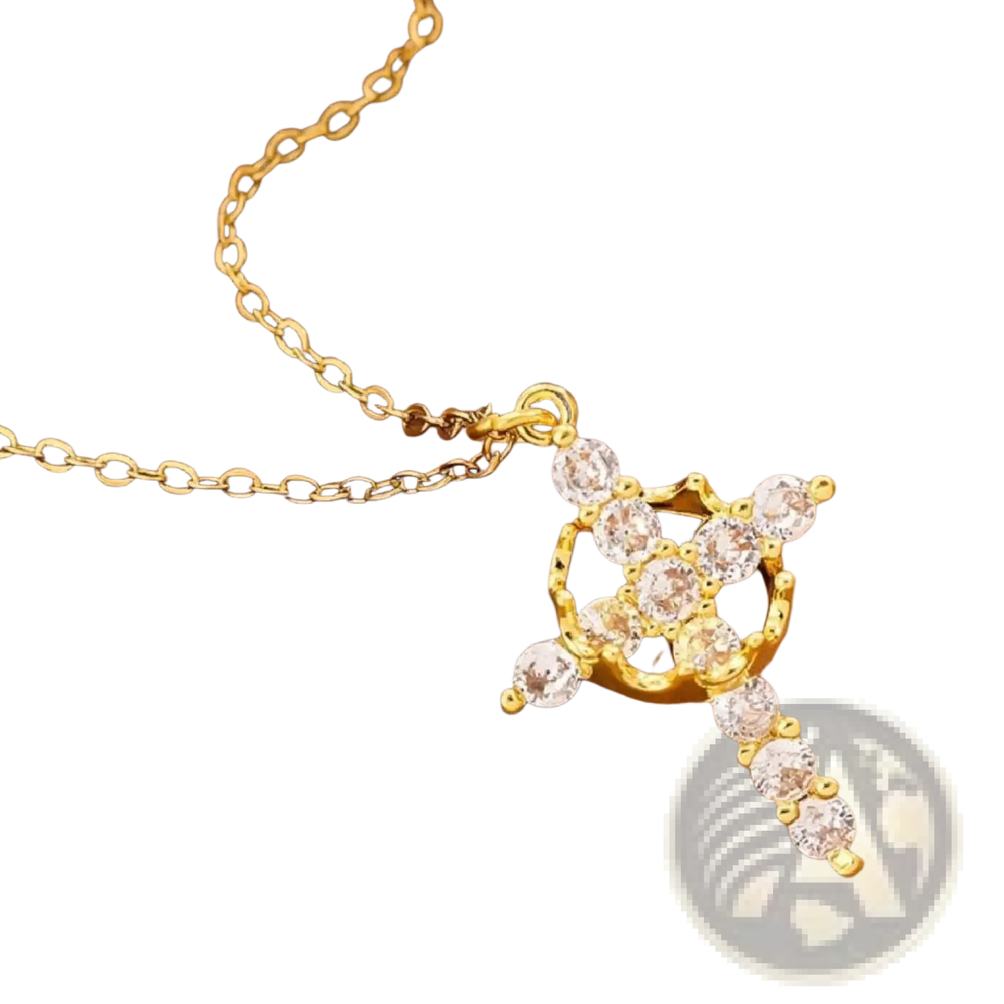 Sparkling Layered Crown and Cross Pendant Necklace