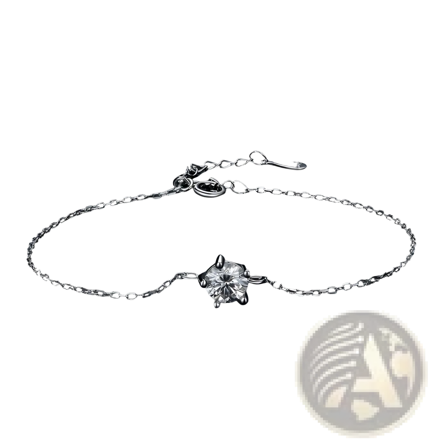 Sparkling Solitaire Moissanite Silver Chain Bracelet