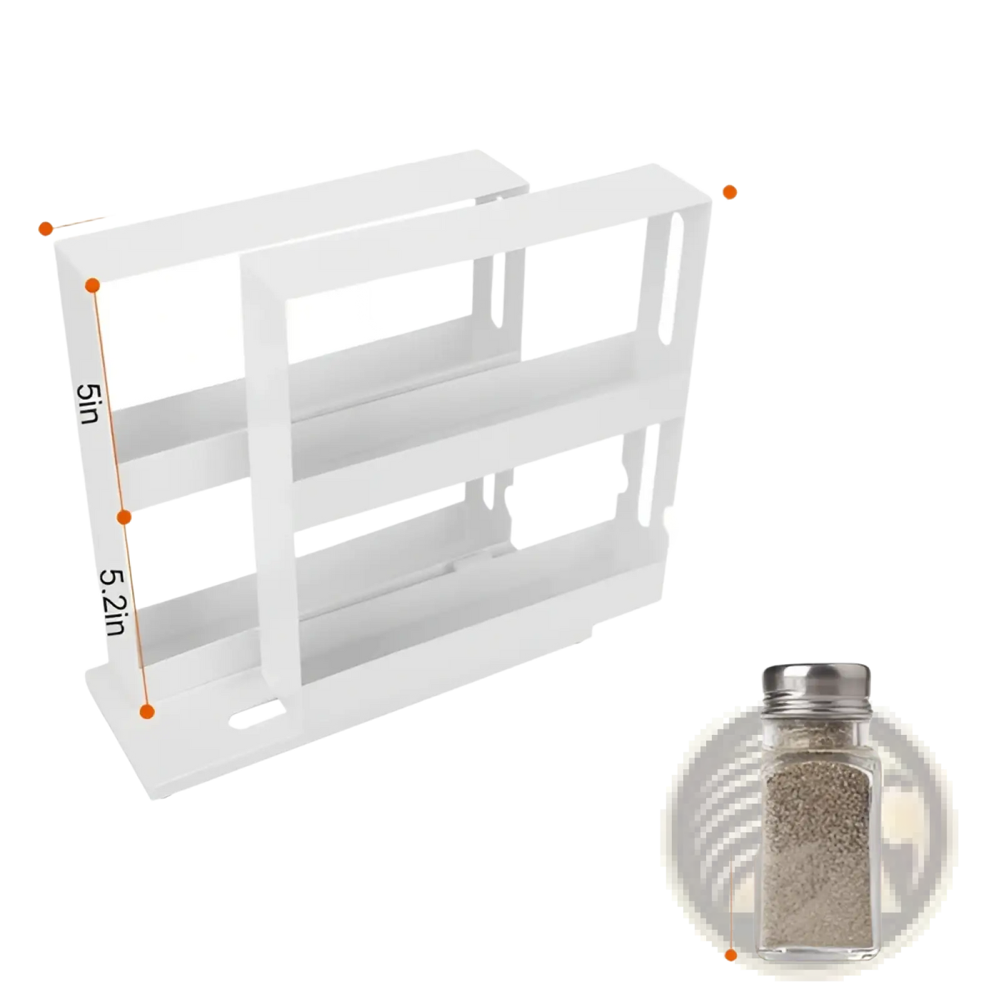 Spice Rack Swivel Cabinet Organizer Two Tier White