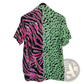 Split Animal Print Pink and Green Short Sleeve Shirt