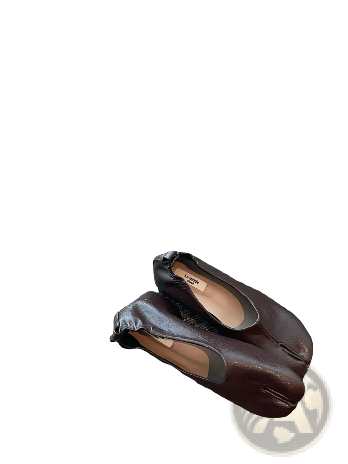 Split Toe Tabi Leather Pumps Mid Heel Horseshoe Shoes