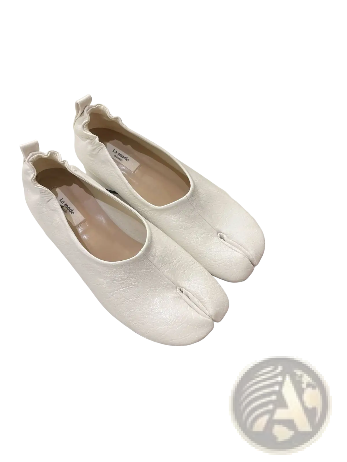 Split Toe Tabi Leather Pumps Mid Heel Horseshoe Shoes