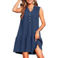 Tiered V-neck Sleeveless Button Front Summer Dress