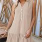 Tiered V-neck Sleeveless Button Front Summer Dress