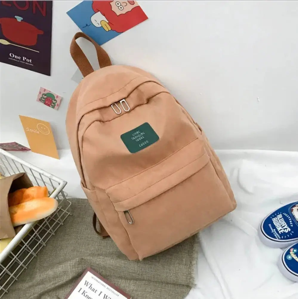 Women's Korean Corduroy Pastel School and Travel Backpack