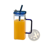 Square Glass Cup with Lid and Straw 12oz