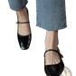 Square Toe Mary Jane Patent Leather Block Heels