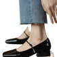 Square Toe Mary Jane Patent Leather Block Heels