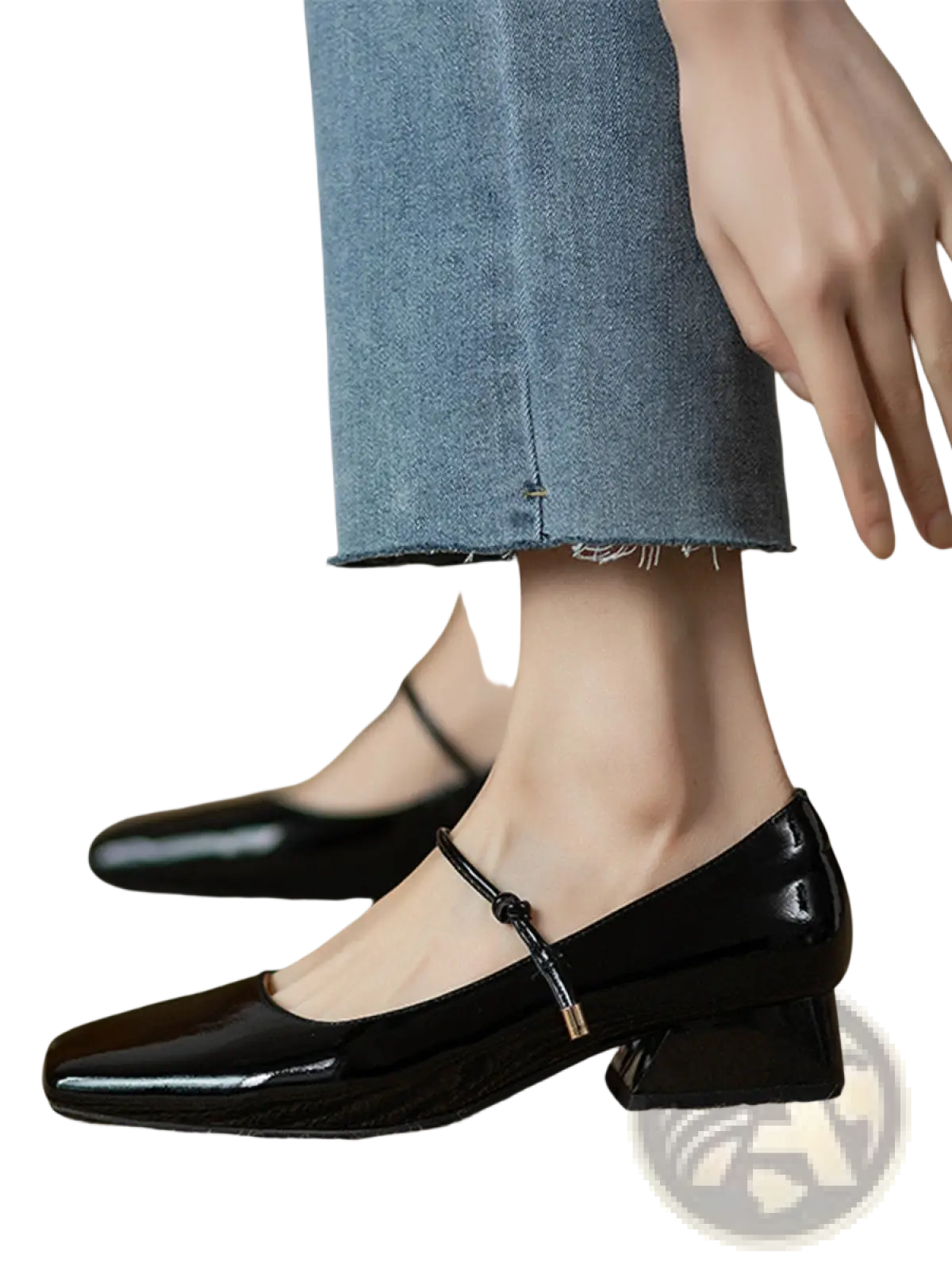 Square Toe Mary Jane Patent Leather Block Heels