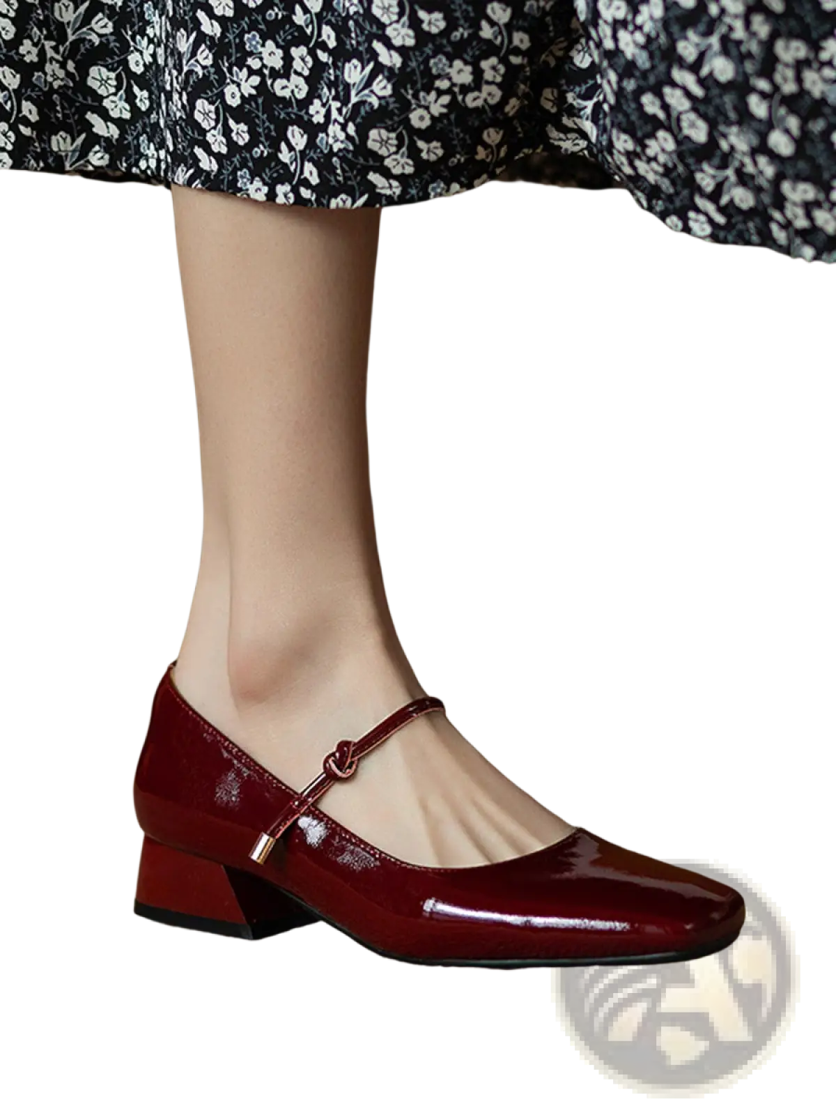 Square Toe Mary Jane Patent Leather Block Heels