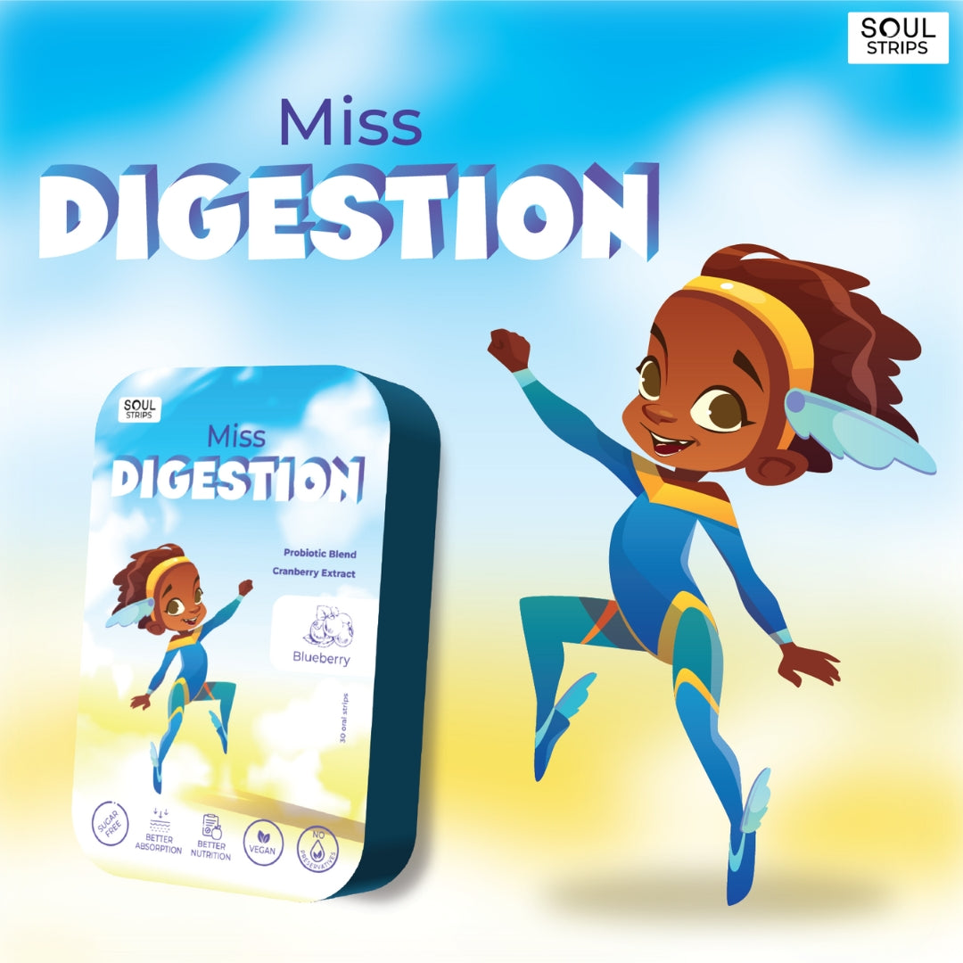 Soul Strips Kids Miss Digestão Vegano Sem Açúcar Sabor Mirtilo 30 Tiras
