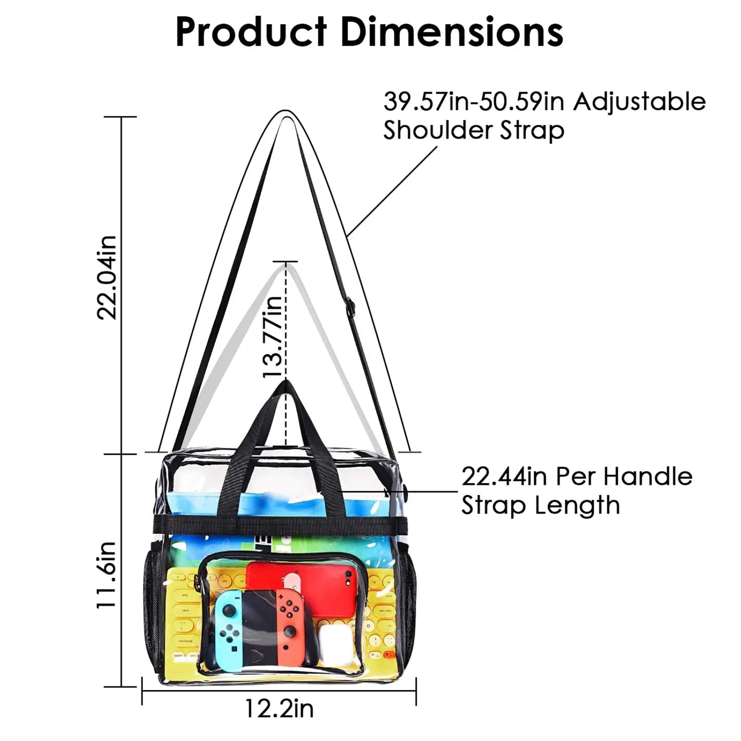 Stadium Approved Clear Crossbody Bag with Mesh Pockets
