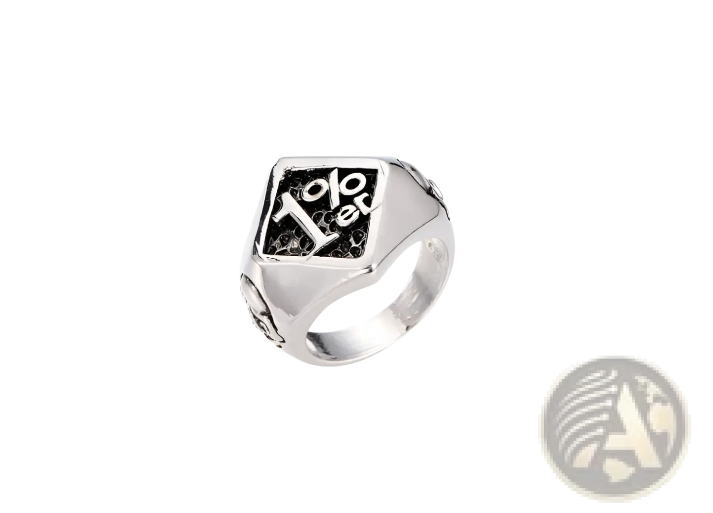 Stainless Steel 1%er Skull and Signet Biker Rings