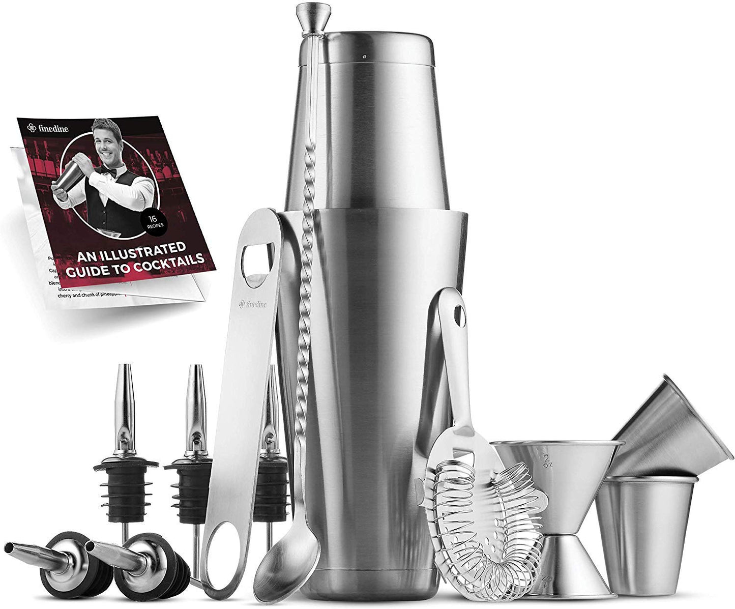 Conjunto de coqueteleira de aço inoxidável com 7 peças 