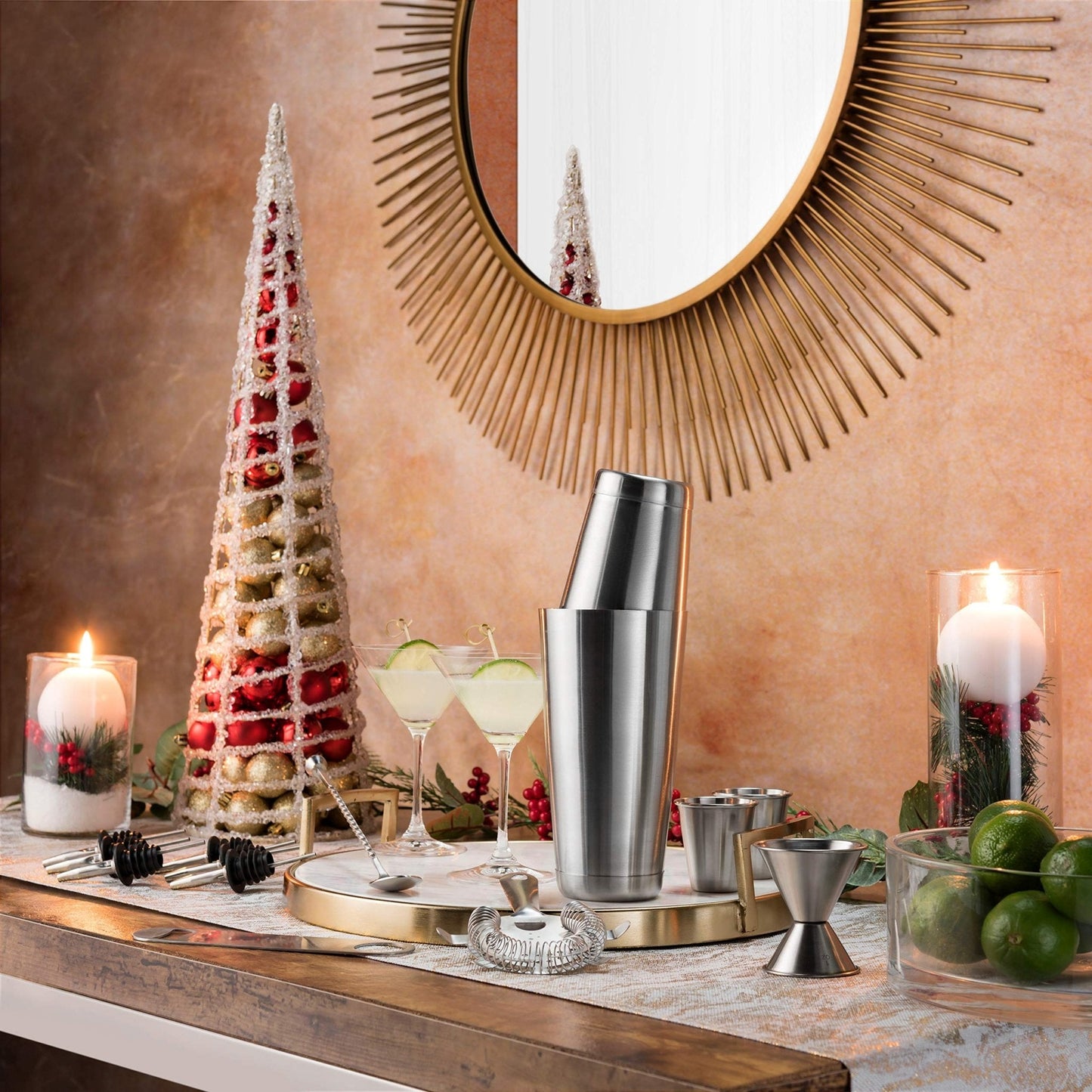 Conjunto de coqueteleira de aço inoxidável com 7 peças 