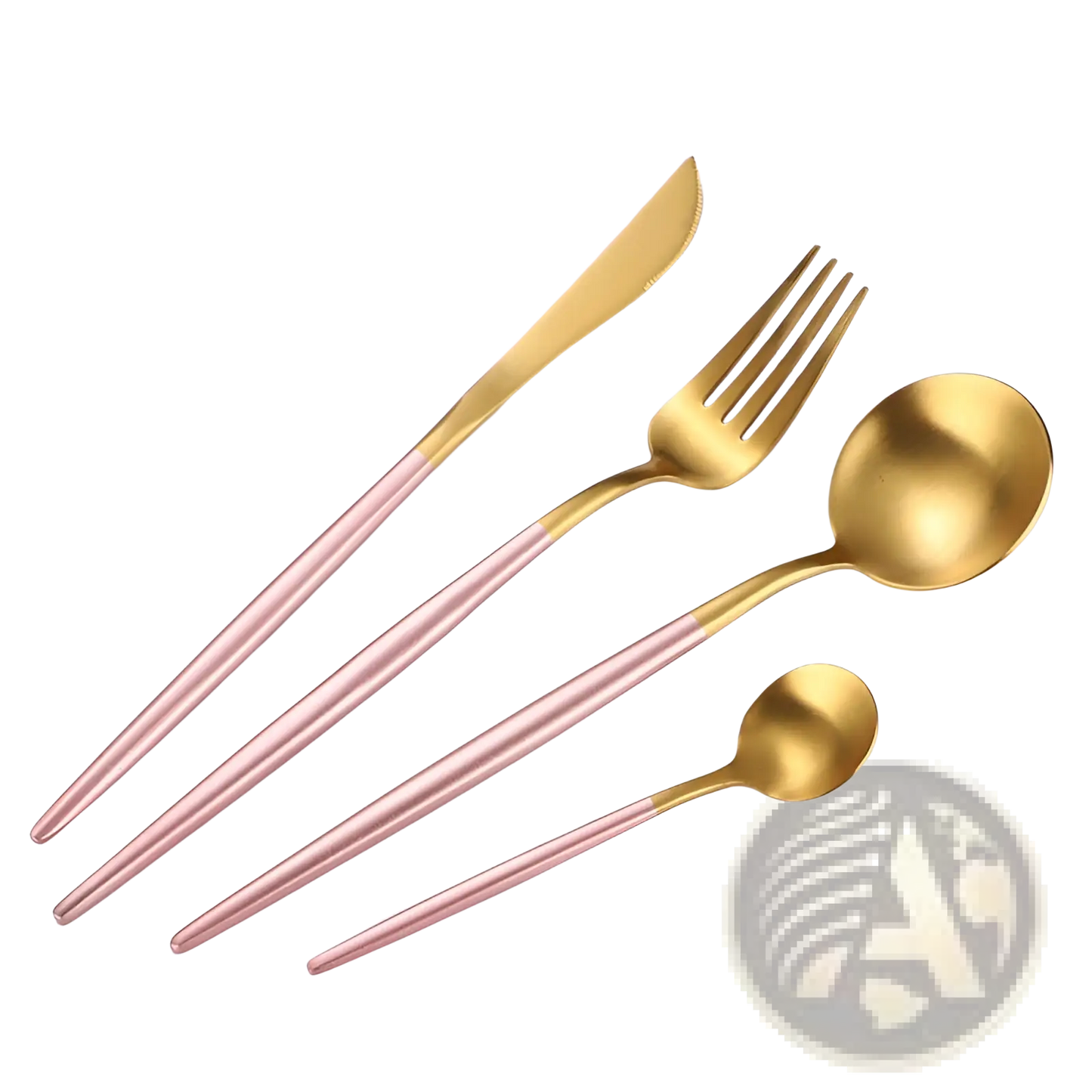 Stainless Steel Cutlery Set with Green Gold Handles
