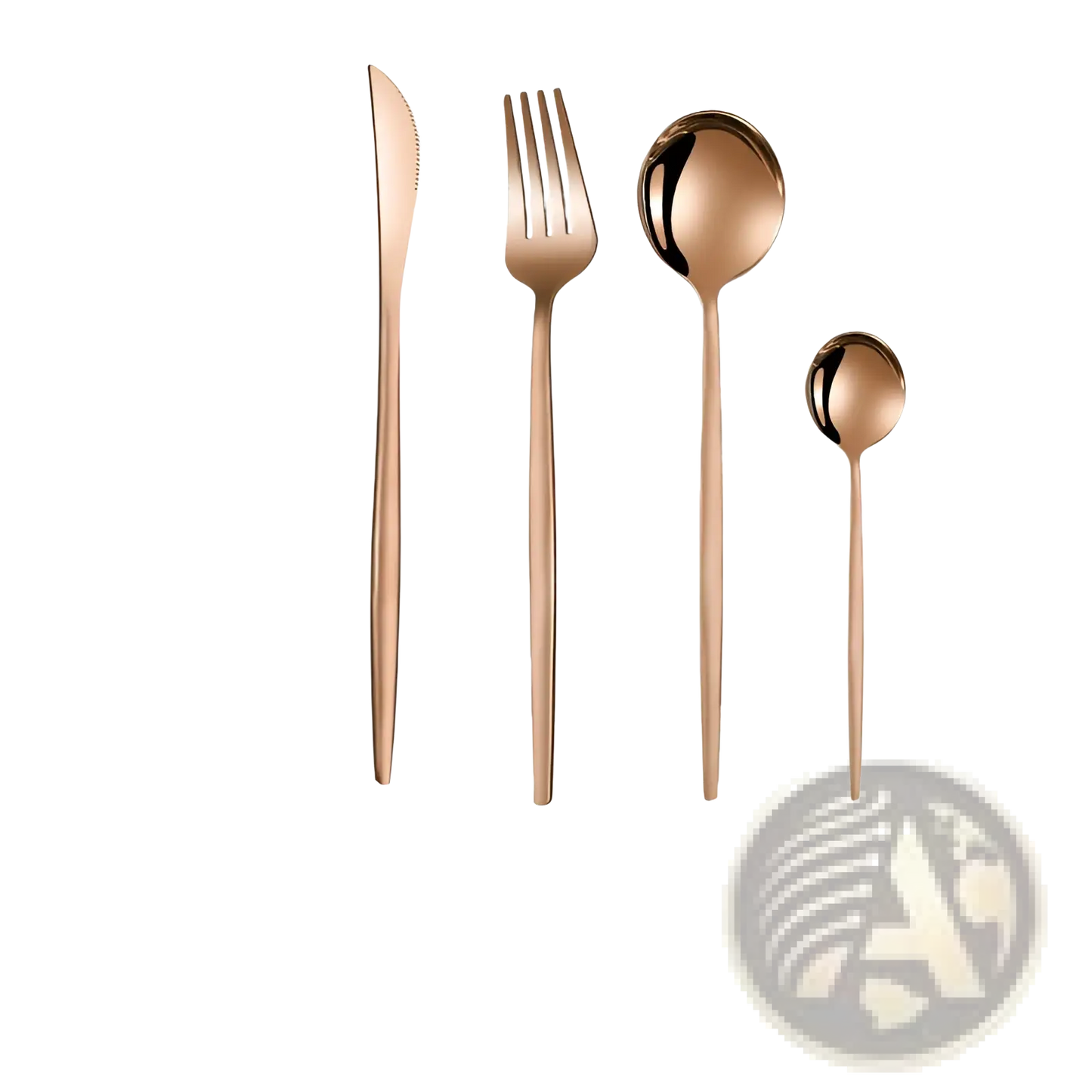 Stainless Steel Cutlery Set with Green Gold Handles