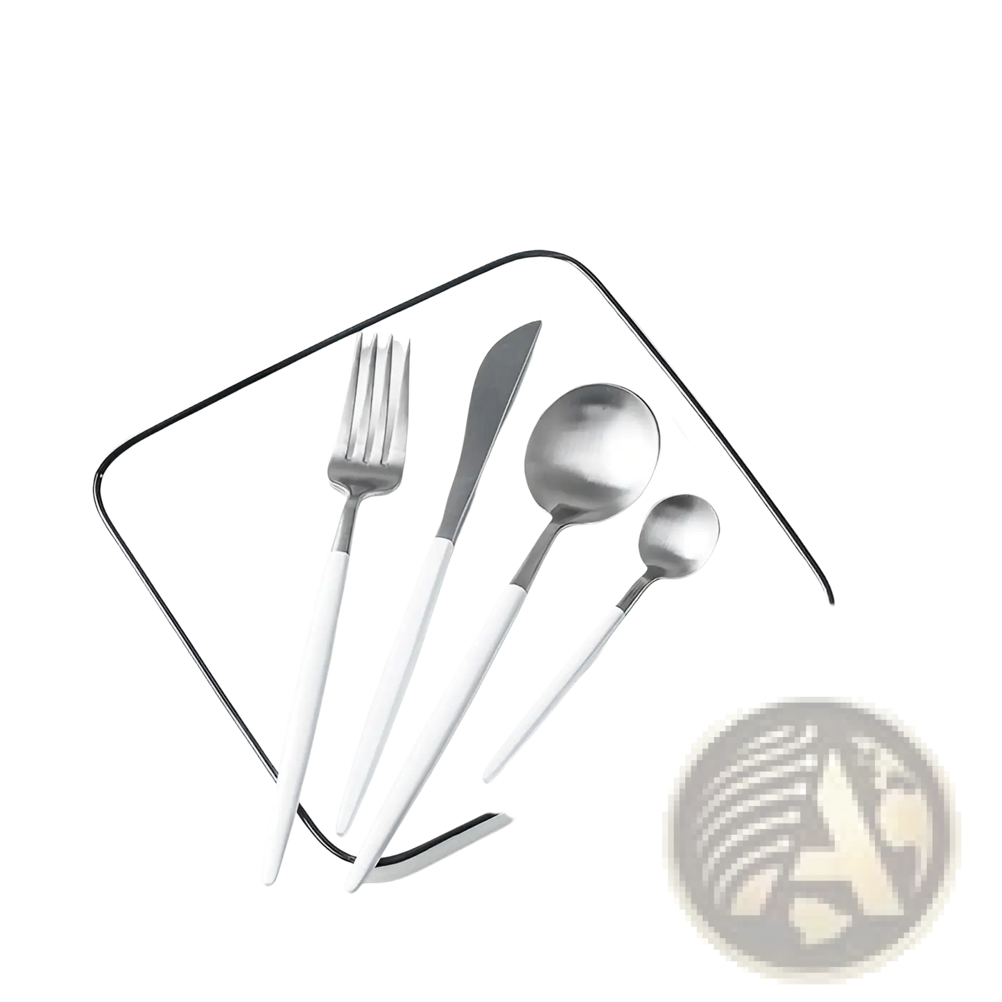 Stainless Steel Cutlery Set with Green Gold Handles