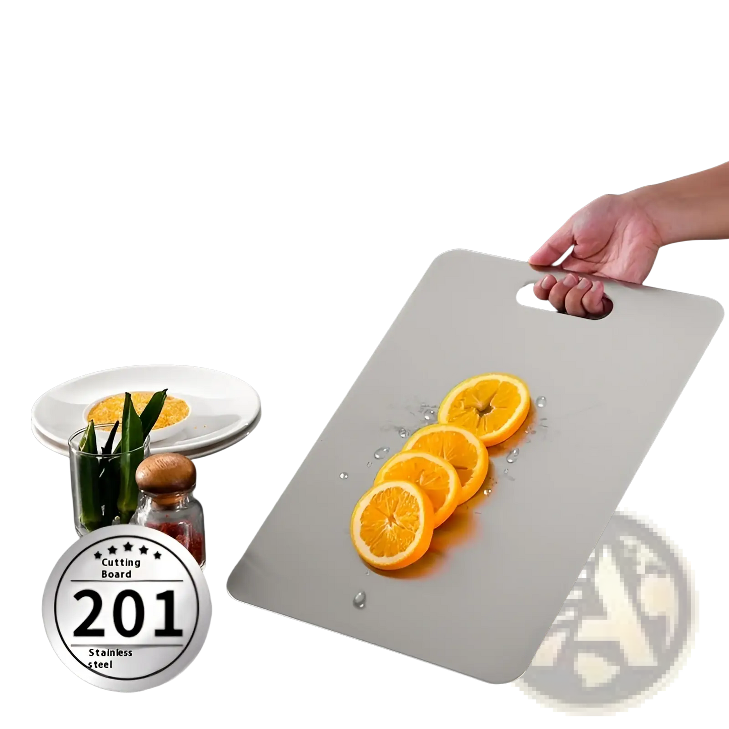 Stainless Steel Cutting Board with Handle Anti-mold Plate