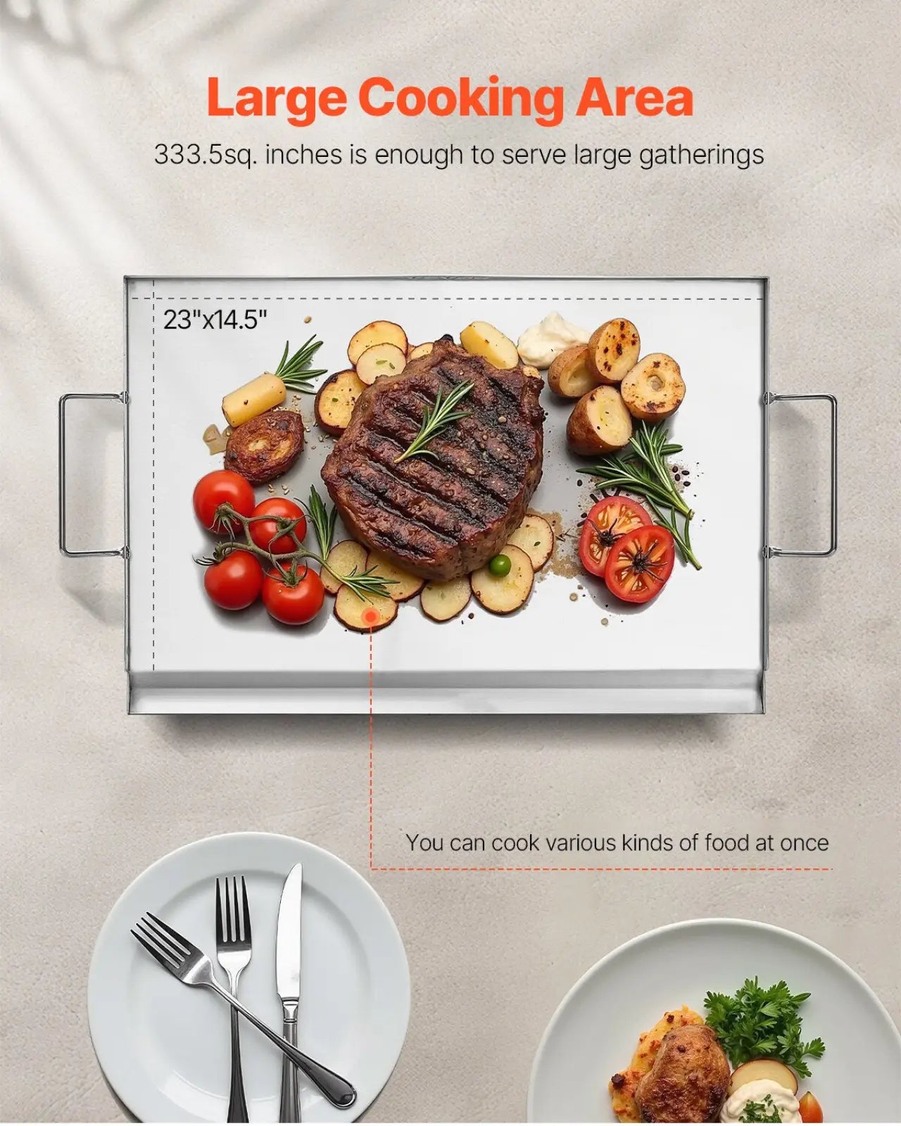 Stainless Steel Flat Top Griddle 23x16 Bbq Grill Pan