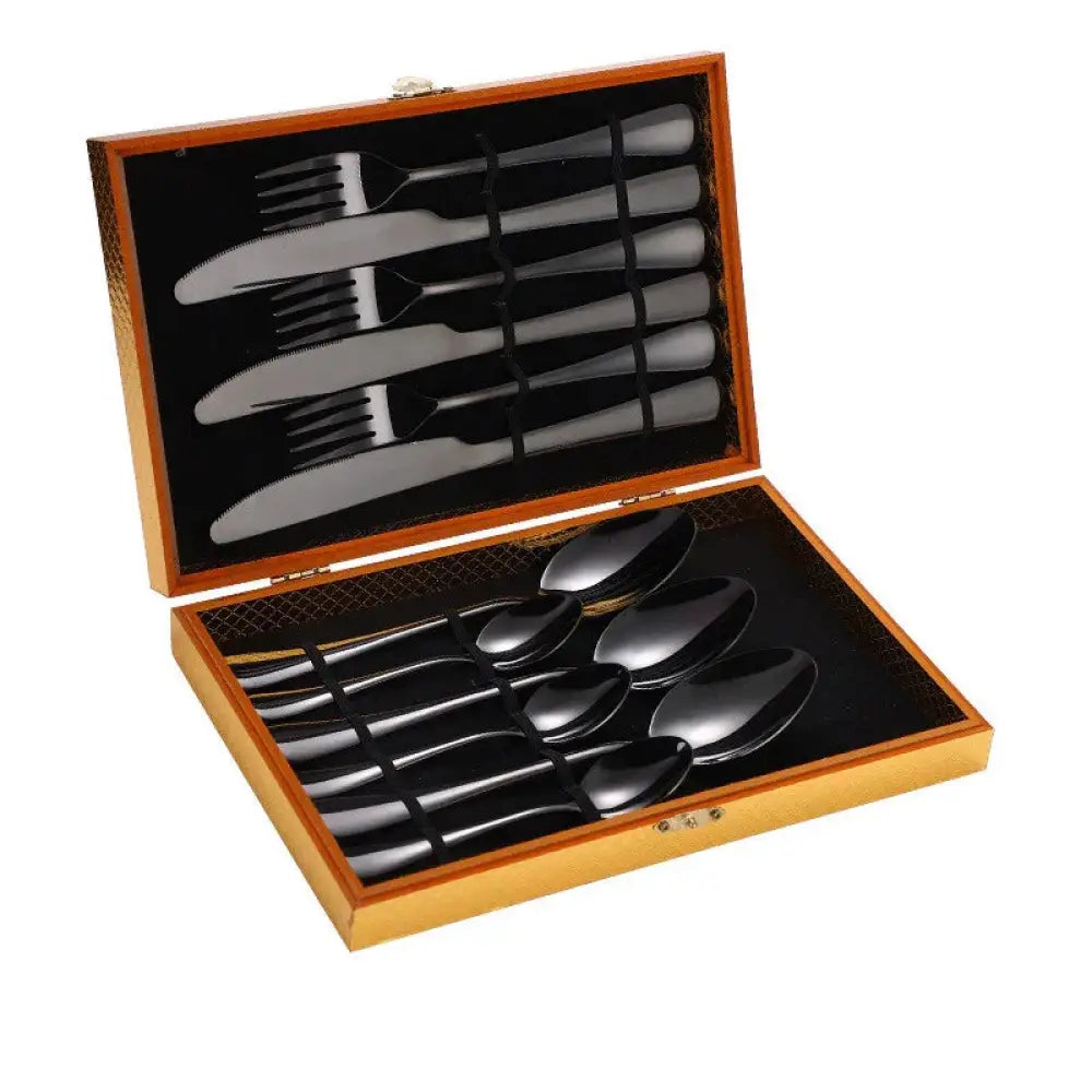 Premium Stainless Steel Steak Cutlery Set in Wooden Box