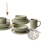 Stoneware Dinnerware Set 12 Piece Matte Sage Green for 4