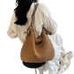 Straw Tote Bag with Striped Bow Handles