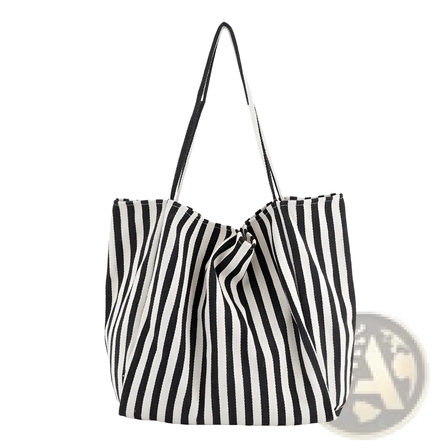 Striped Canvas Tote Bag High Capacity Shoulder Bag