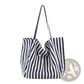 Striped Canvas Tote Bag High Capacity Shoulder Bag