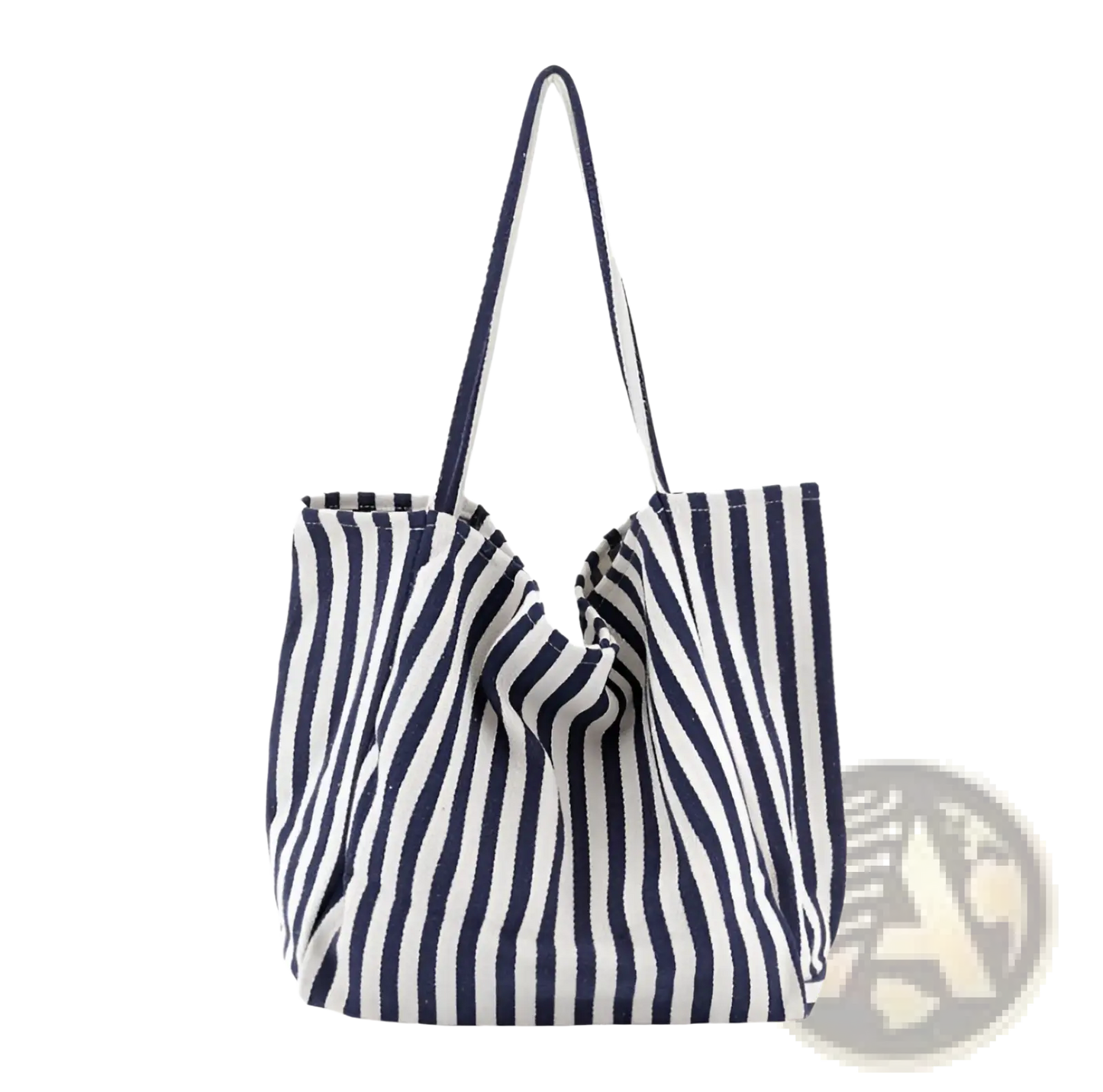 Striped Canvas Tote Bag High Capacity Shoulder Bag
