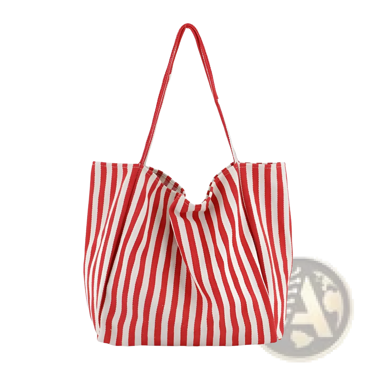 Striped Canvas Tote Bag High Capacity Shoulder Bag