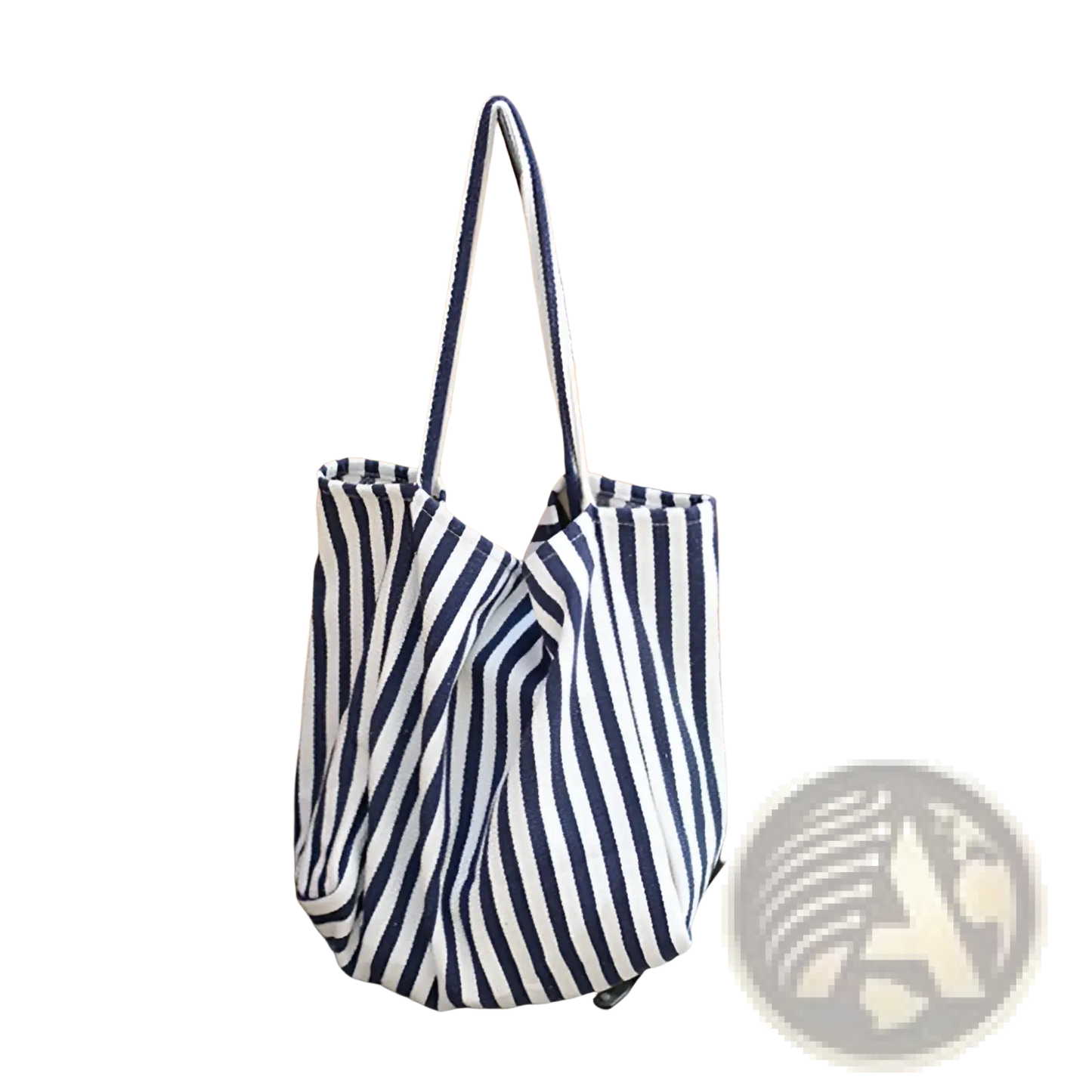 Striped Canvas Tote Bag High Capacity Shoulder Bag