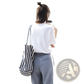 Striped Canvas Tote Bag High Capacity Shoulder Bag