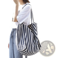 Striped Canvas Tote Bag High Capacity Shoulder Bag
