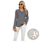 Striped Contrast Henley Long Sleeve v Neck t Shirt