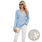 Striped Contrast Henley Long Sleeve v Neck t Shirt