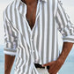 Men's Loose Fit Vertical Striped Long Sleeve Casual Shirt
