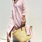 Striped Linen Belted Lapel Shirt Dress