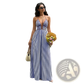 Striped v Neck Tie Back Summer Maxi Dress