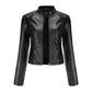 Studded Faux Leather Moto Jacket with Silver Rivets