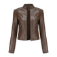 Studded Faux Leather Moto Jacket with Silver Rivets