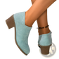 Suede Ankle Boots with Chunky Heel and Side Zipper