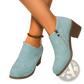 Suede Ankle Boots with Chunky Heel and Side Zipper