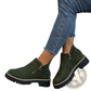 Suede Ankle Boots with Side Zipper and Chunky Sole