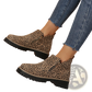 Suede Ankle Boots with Side Zipper and Chunky Sole
