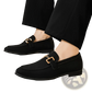 Suede Buckle Loafers for Men in Black and Khaki