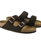 Suede Cork Footbed Sandals with Adjustable Buckles