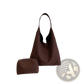 Suede Hobo Tote Bag with Matching Pouch for Women