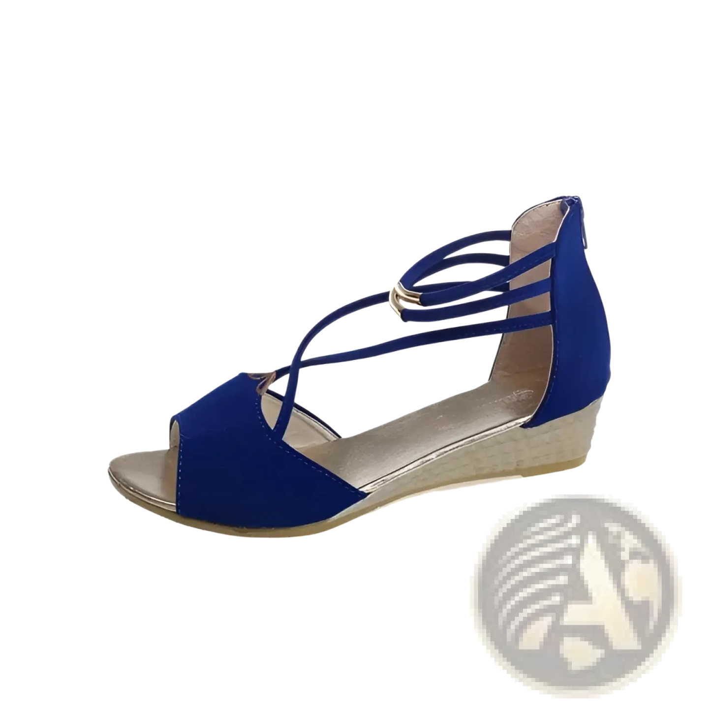 Suede Wedge Sandals Korean Low Heel Strappy Shoes